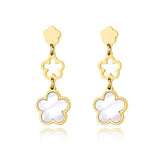 FLORA DROP EARRINGS》Shell