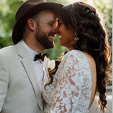 Abstract Gold earrings adorned with acrylic petals, designed for brides.