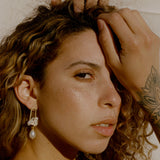 FLEUR EARRINGS》Pearl & Hematite