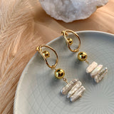 LAUREL EARRINGS》Pearl & Hematite