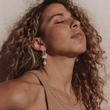 FLEUR EARRINGS》Pearl & Hematite