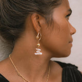 LAUREL EARRINGS》Pearl & Hematite