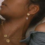 DOMINIQUE EARRINGS》Pearl & Hematite