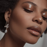 FLEUR EARRINGS》Pearl & Hematite