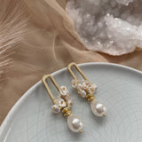 FLEUR EARRINGS》Pearl & Hematite