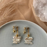 LAGUNA EARRINGS》Pearl & Hematite