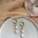 FLORENCE EARRINGS》Pearl & Hematite