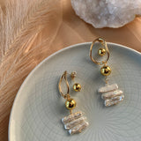 LAUREL EARRINGS》Pearl & Hematite