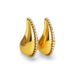 18k gold teardrop earrings embellished with cubic zirconia, featuring a statement design that is waterproof and hypoallergenic