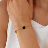 FLORA HOLLOW BRACELET》Black