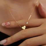 HEART INITIAL NECKLACE》Pearl