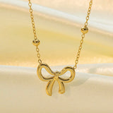 18k gold necklace satellite chain featuring a bow design, crafted to be waterproof and hypoallergenic for everyday wear